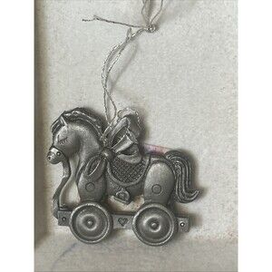 Vintage Wallace Silversmiths Pewter Toy Horse Christmas Ornament - RARE - NIB